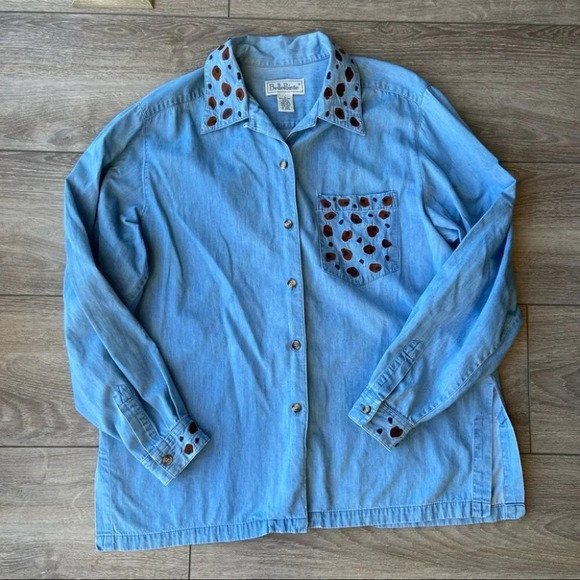 Vintage BellePointe Embroidery Denim Button Shirt - Picture 5 of 15